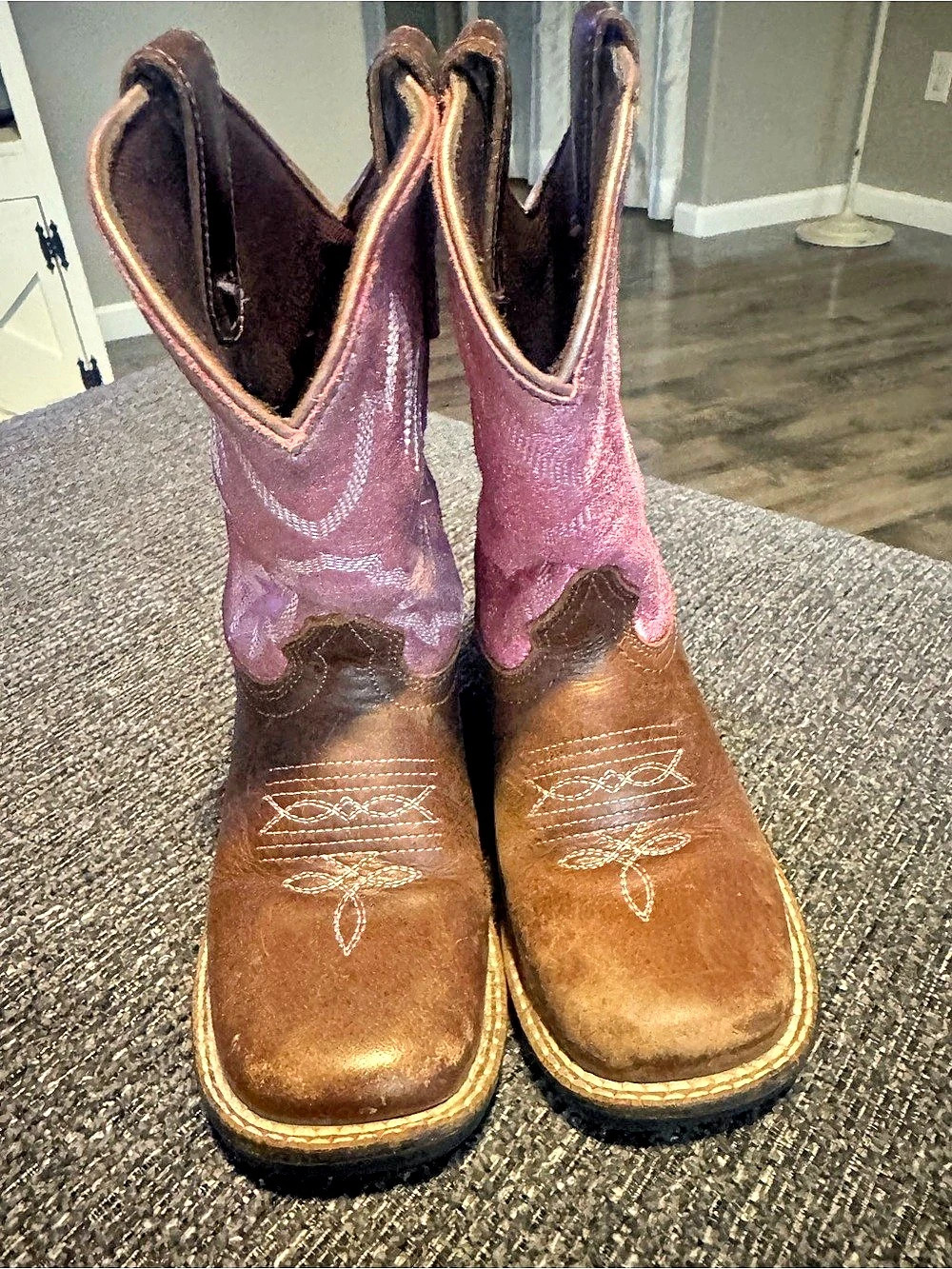 Shyanne Girls Miss Molly Western Heeled Boots in Brown & Pink